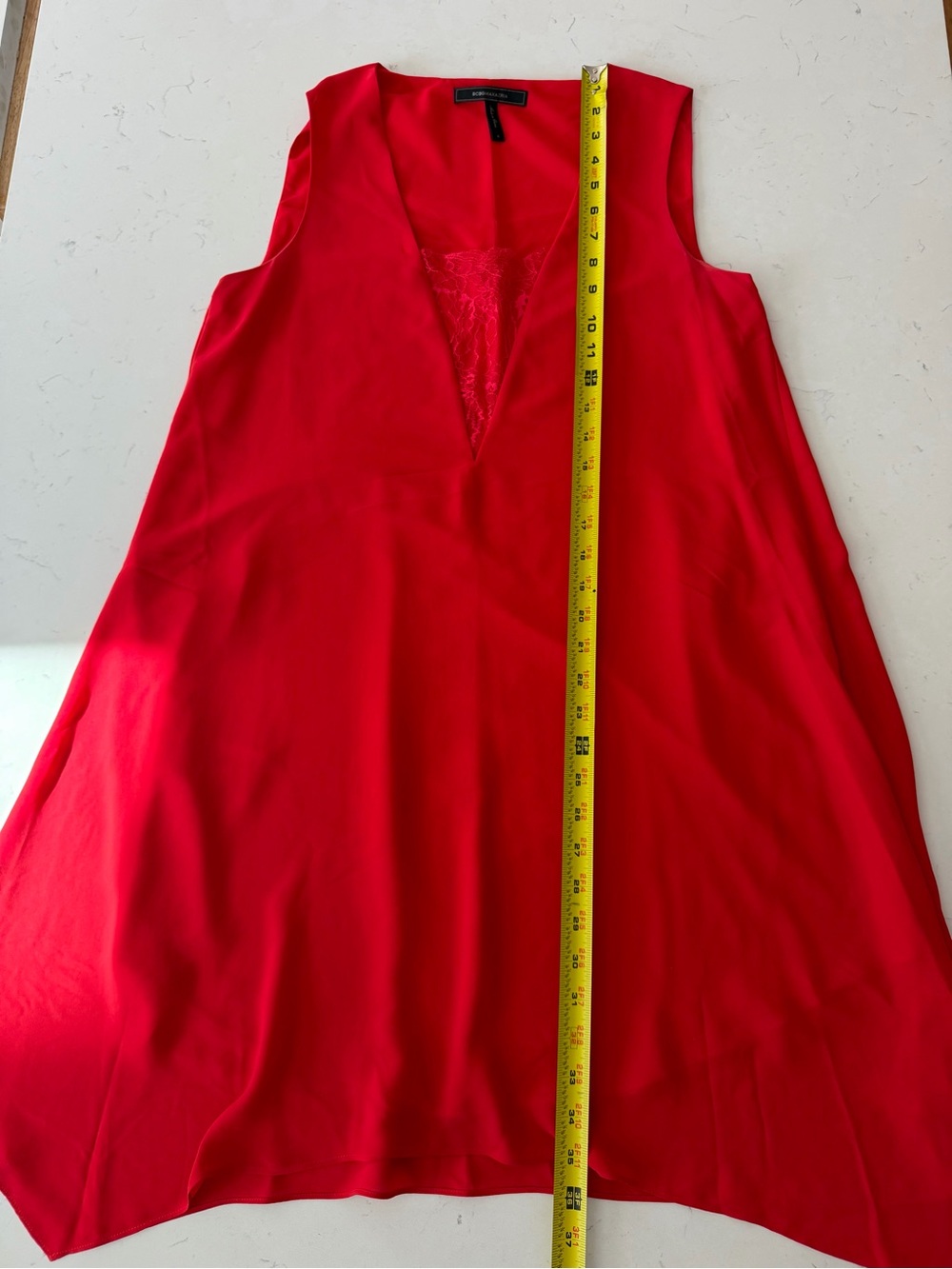 BCBGMaxAzria Red Lace-Trim V-Neck Mini Dress - Picture 10 of 13